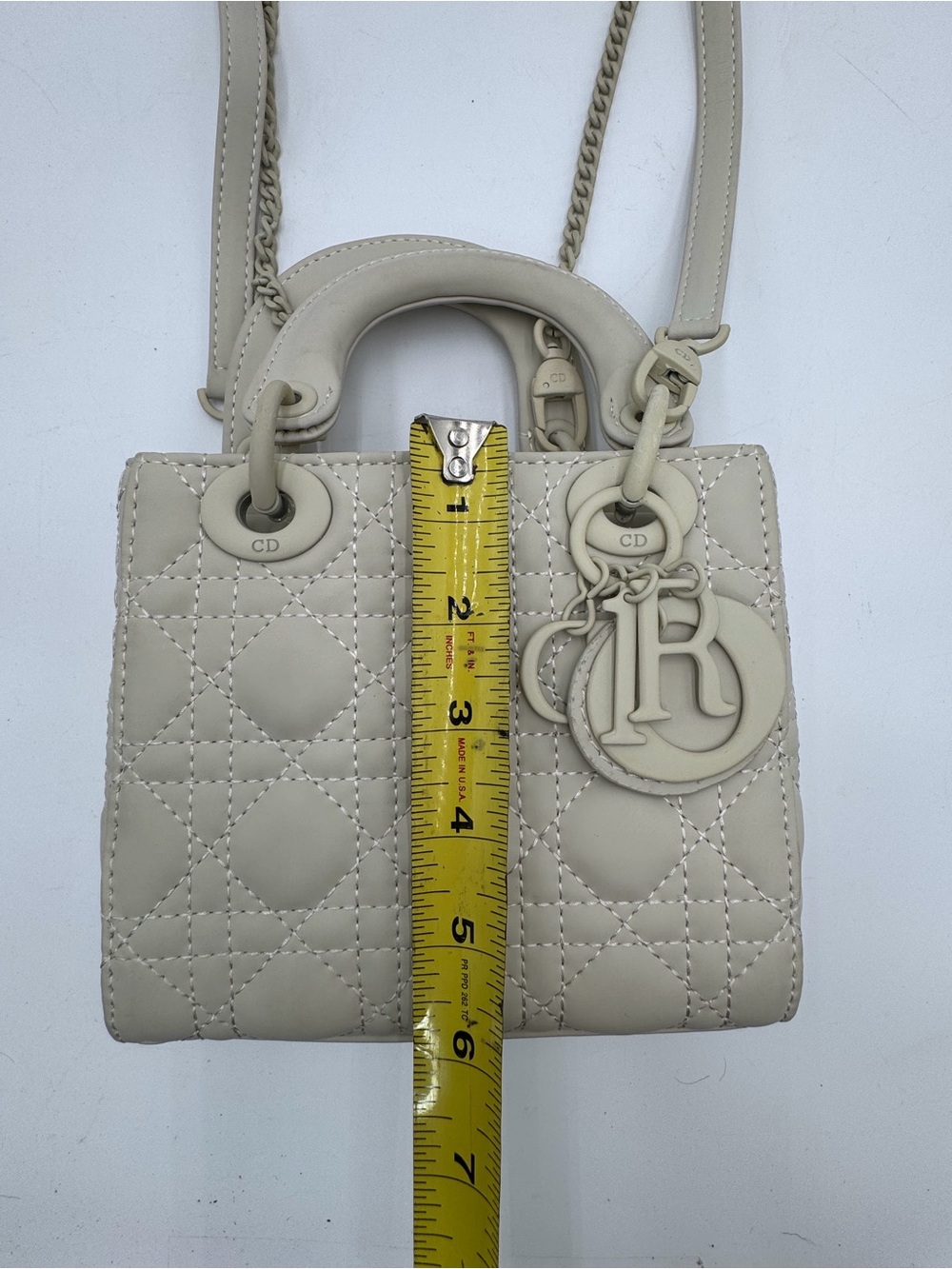 Christian Dior Mini Lady Dior Cannage Beige Bag D15-BO-0160 Made Italy - Picture 6 of 9